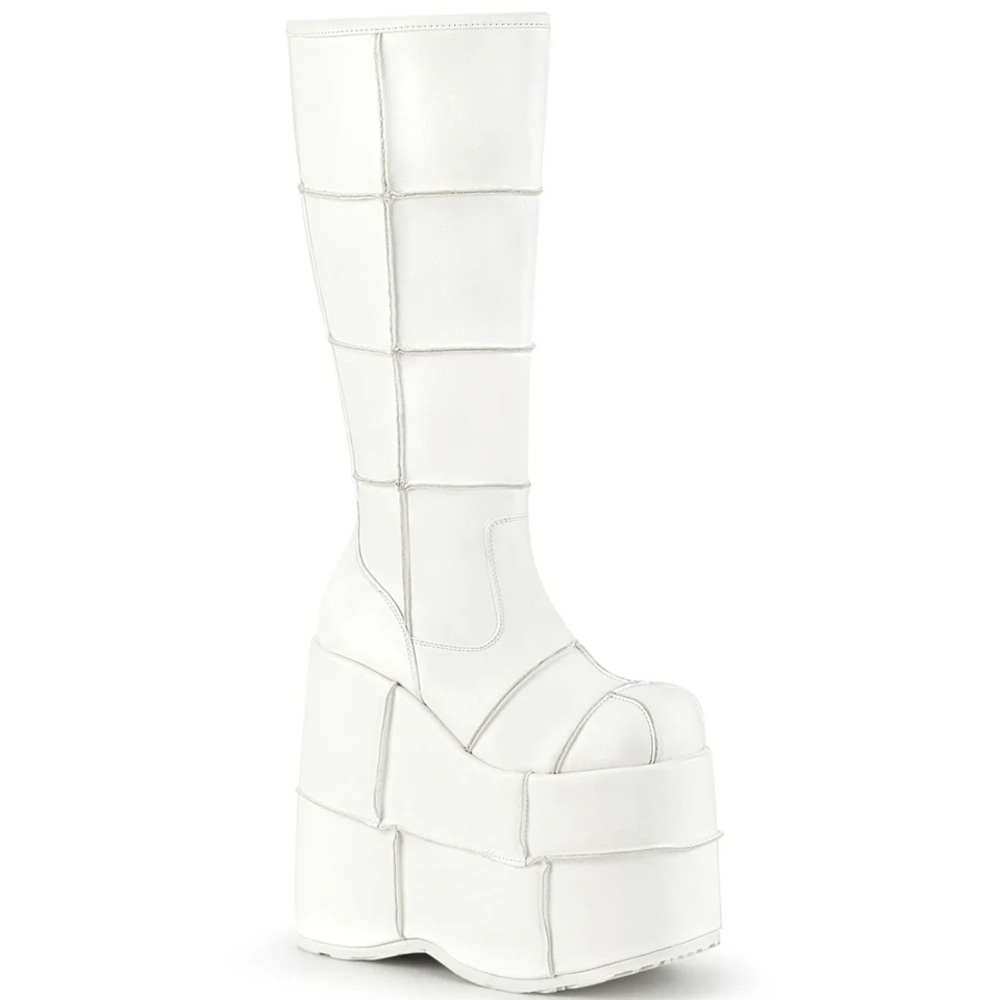 Demonia White Stack Platform Boots M8/ W9.5